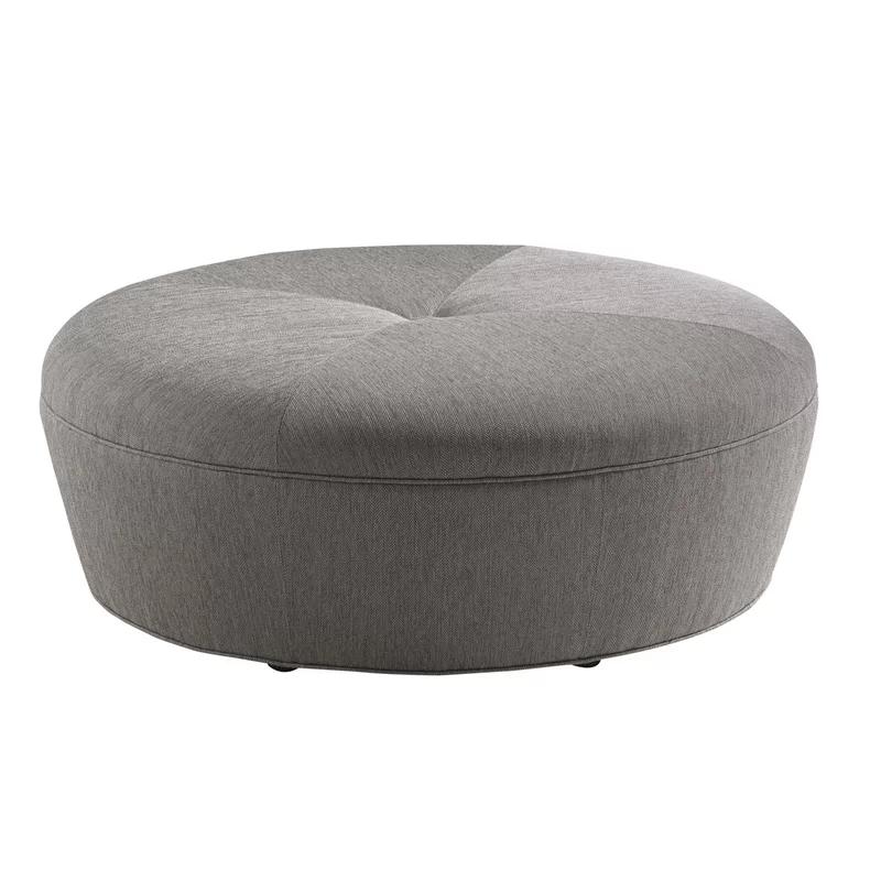 Claudia Round Tufted Gray Fabric Ottoman