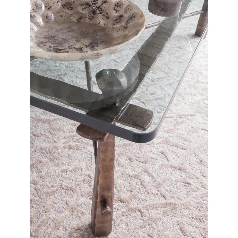 Cortona Rectangular Bronze Metal and Glass Coffee Table