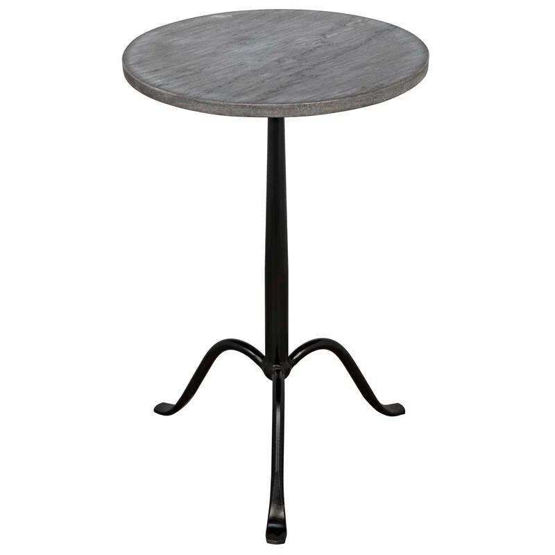 Alfano Round Side Table - Black and Gray Marble