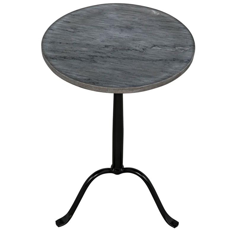 Alfano Round Side Table - Black and Gray Marble