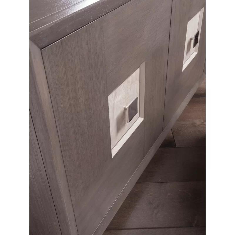 Gray and White Oak Transitional Media Console with Cabinet