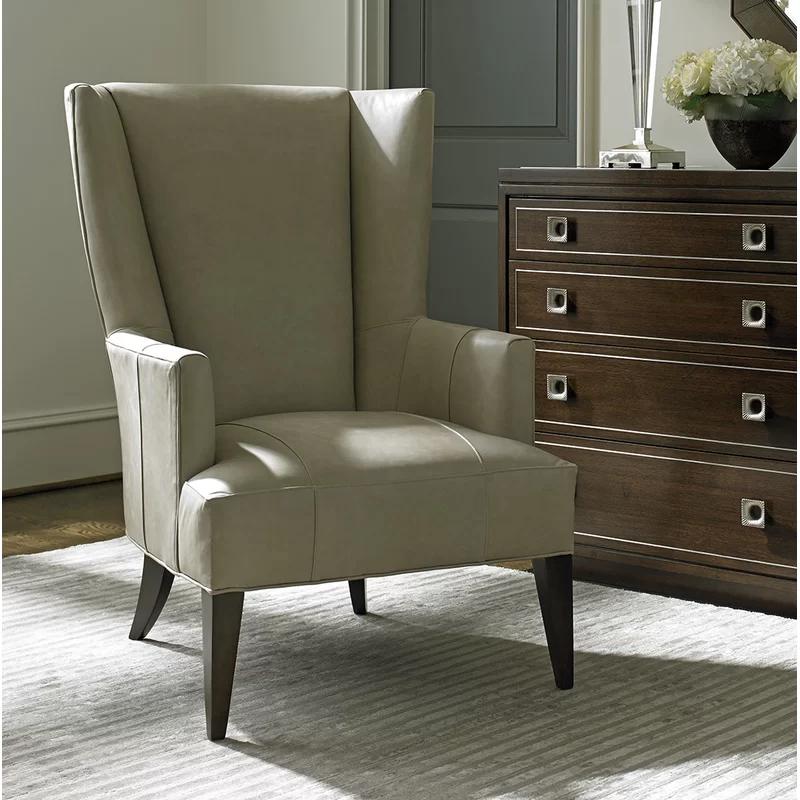 Brockton Modern Brown Leather Wing Chair