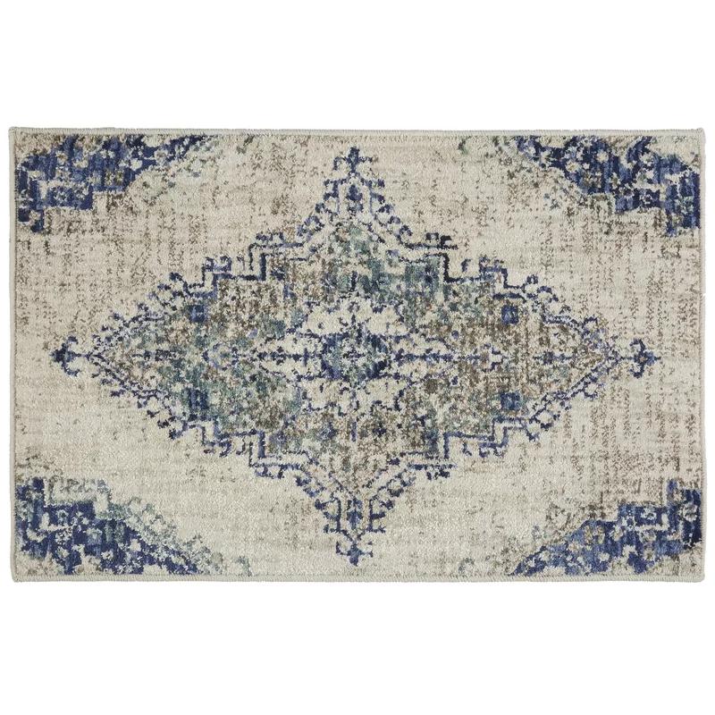 Gray Viscose Synthetic Easy Care 2' x 3' Area Rug