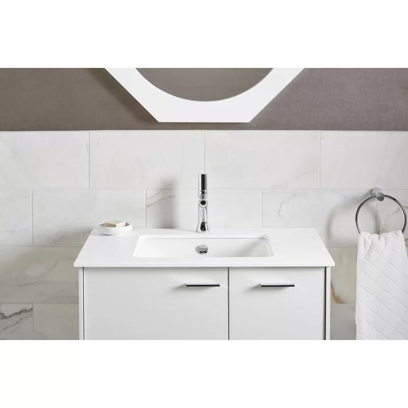 Iron Plains Traditional White Cast Iron Rectangular Undermount Bathroom Sink