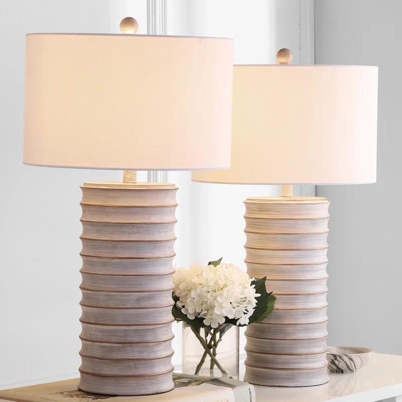 Classical Elegance White Wash Resin Table Lamp Set