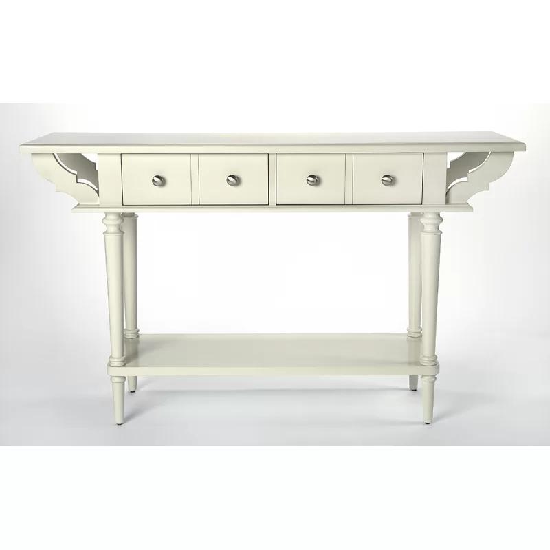 Talia Traditional White Rubberwood Console Table with Storage