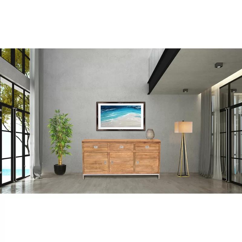 Stella 69'' Recycled Teak Buffet with Stainless Steel Accents