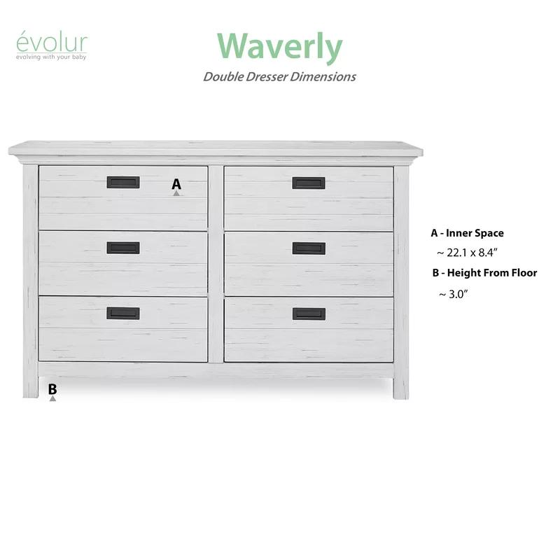 Farmhouse Weathered White Double Dresser with Dovetail Drawers