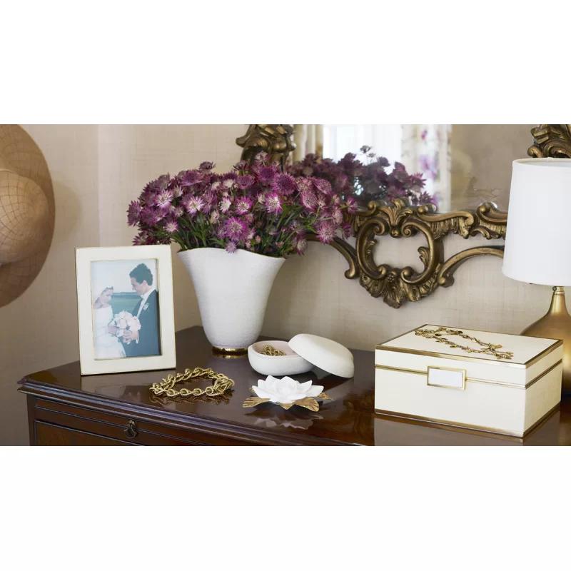 Contemporary Ulla Rectangular End Table in Gold Metal