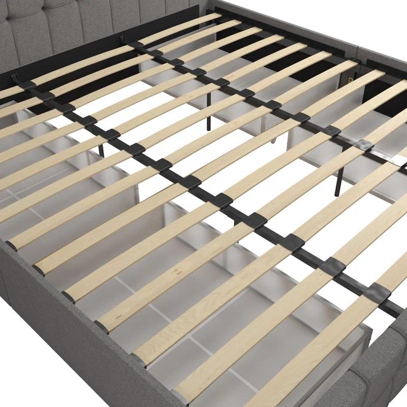 Elizabeth Tufted Upholstered Low Profile Storage Platform Bed