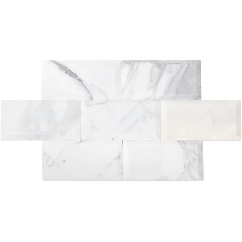 Calacatta 3" x 6" Marble Marble Look Subway Wall & Floor Tile