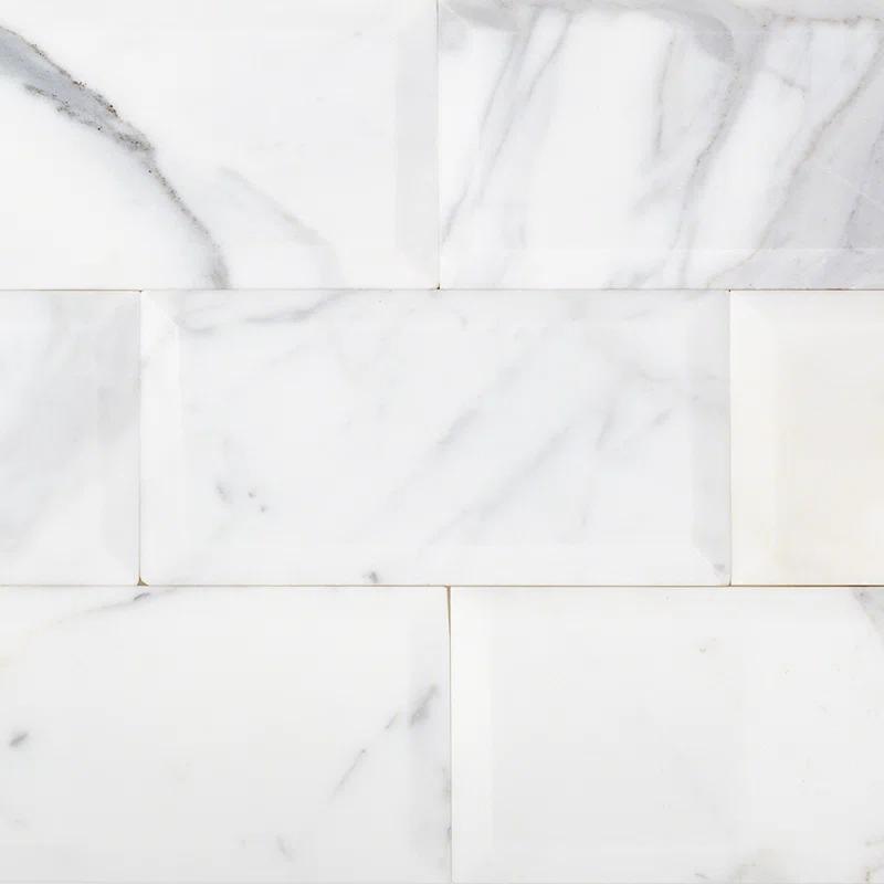 Calacatta 3" x 6" Marble Marble Look Subway Wall & Floor Tile