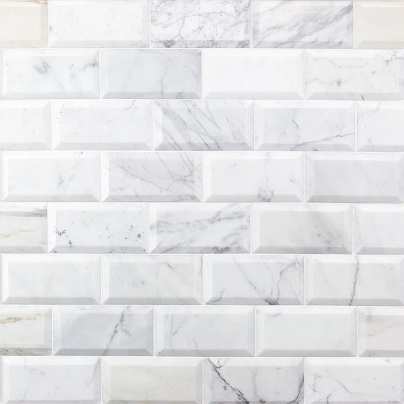 Calacatta 3" x 6" Marble Marble Look Subway Wall & Floor Tile