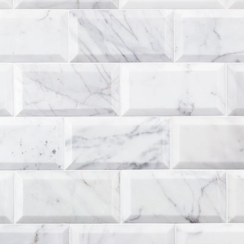 Calacatta 3" x 6" Marble Marble Look Subway Wall & Floor Tile