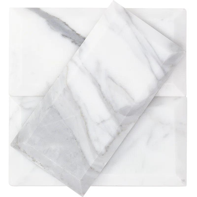 Calacatta 3" x 6" Marble Marble Look Subway Wall & Floor Tile