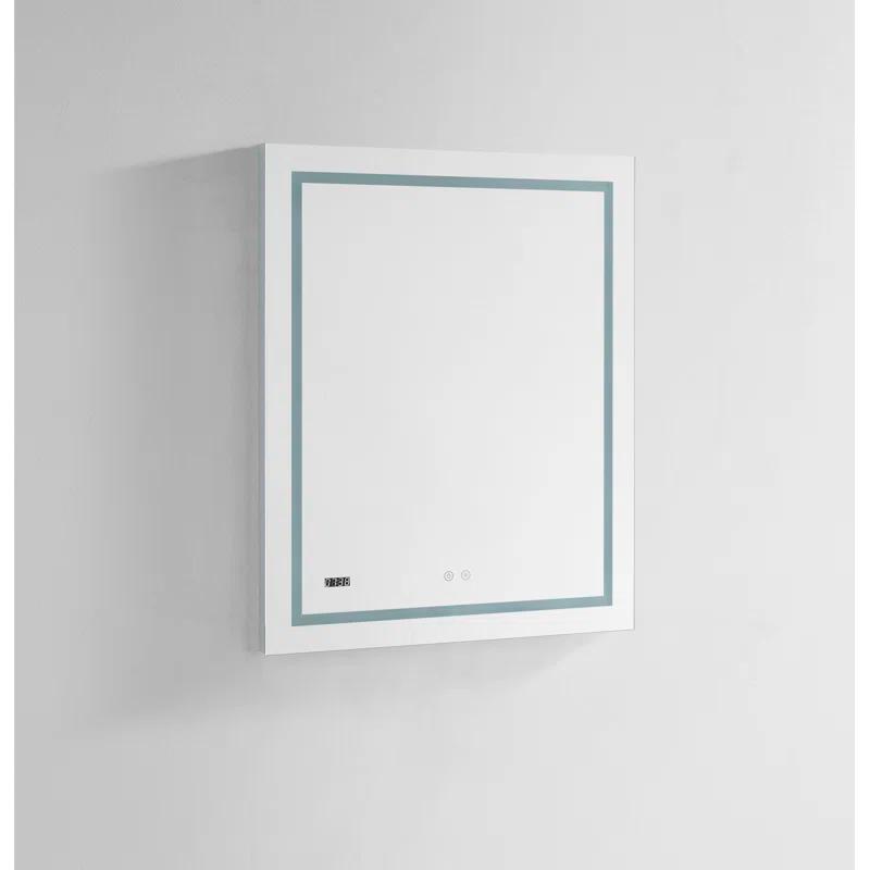 AQUADOM AQUADOM Daytona LED Wall-Mount Mirror for Bathroom with 3 Color Lighting, Touch Control, Dimmer and Defogger, Digital Clock