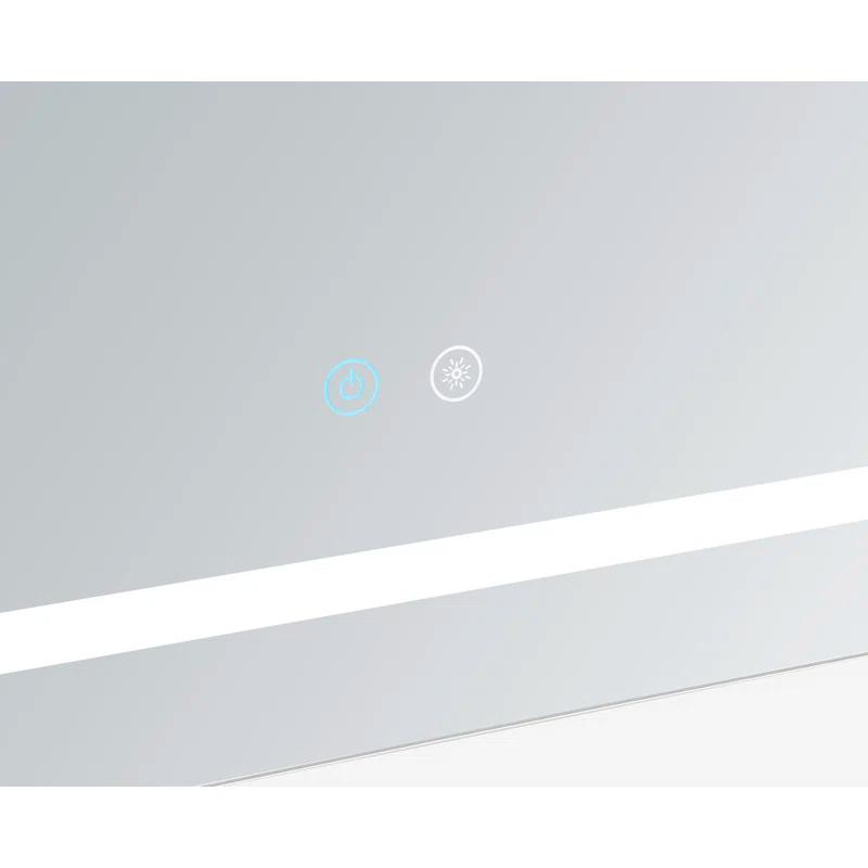 AQUADOM AQUADOM Daytona LED Wall-Mount Mirror for Bathroom with 3 Color Lighting, Touch Control, Dimmer and Defogger, Digital Clock