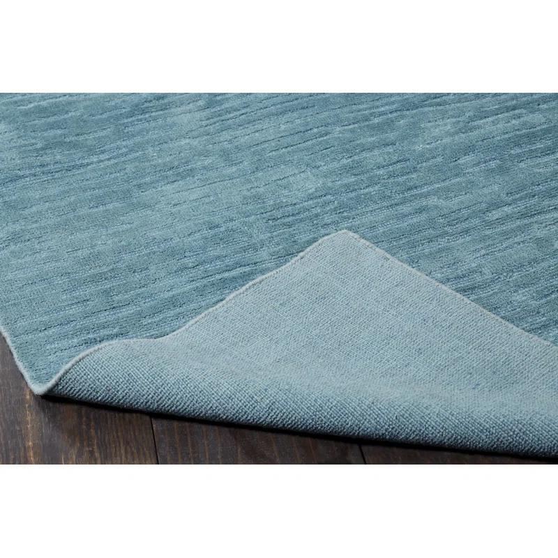 Aegean Blue Geometric Wool and Viscose Area Rug