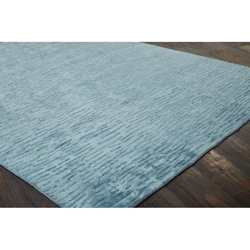 Aegean Blue Geometric Wool and Viscose Area Rug