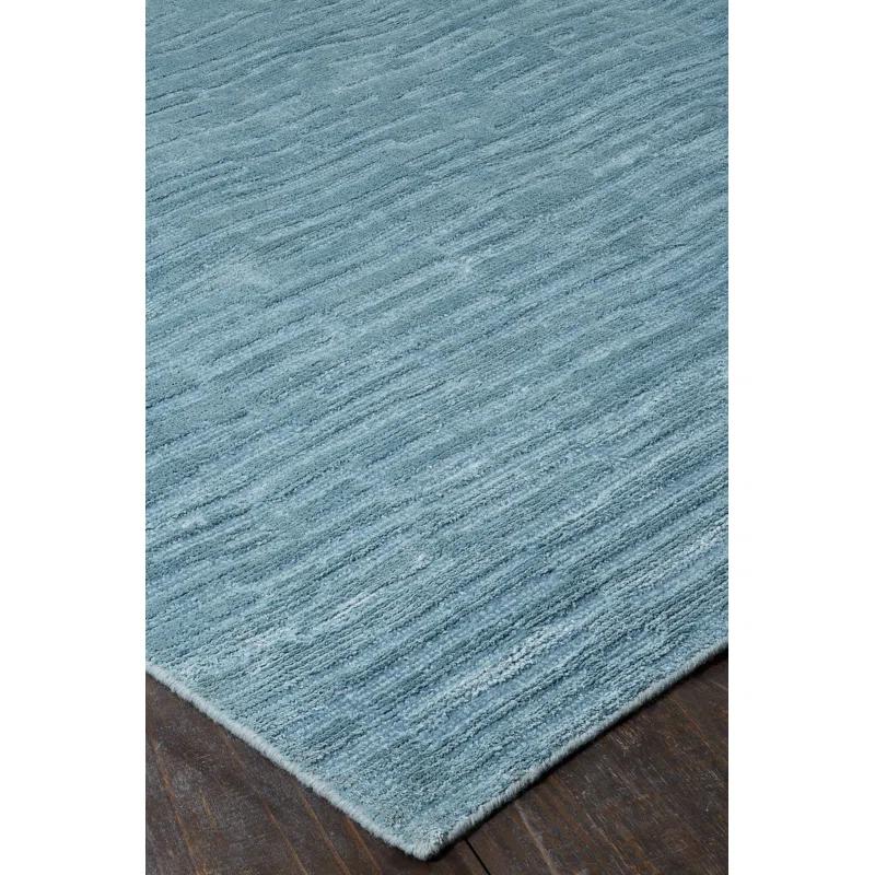 Aegean Blue Geometric Wool and Viscose Area Rug