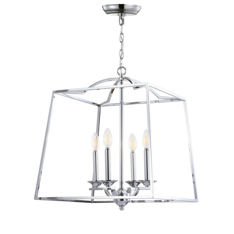 Gloria Polished Chrome 19" LED Lantern Pendant - Adjustable Height