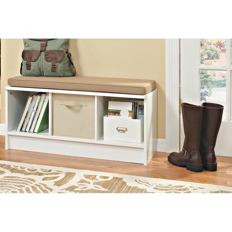 Modern White Cubeicals 3-Cube Storage Bench with Cushion