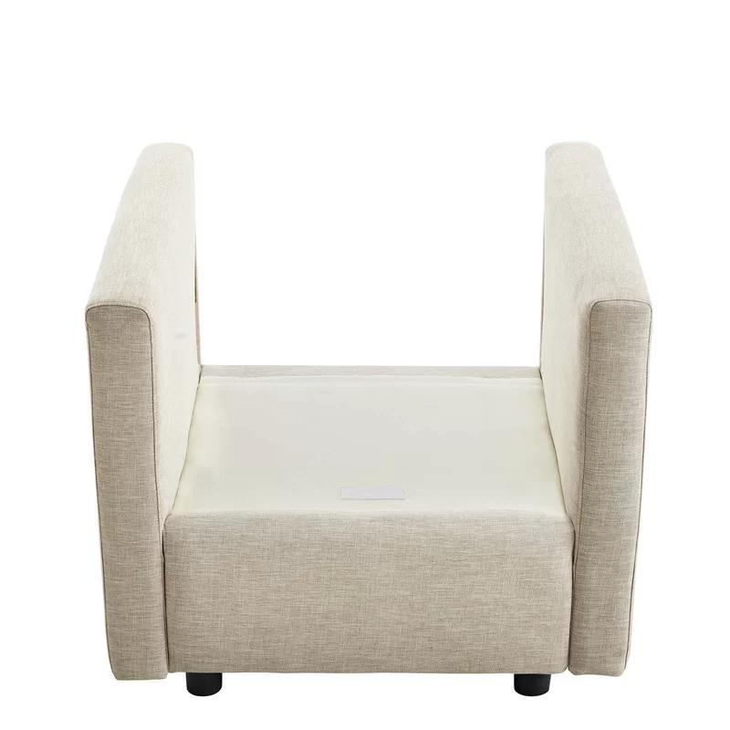 Beige Modern Lounge Accent Chair with Black Wood Legs