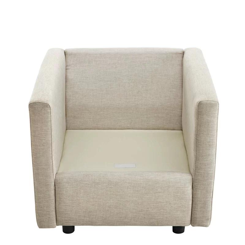 Beige Modern Lounge Accent Chair with Black Wood Legs