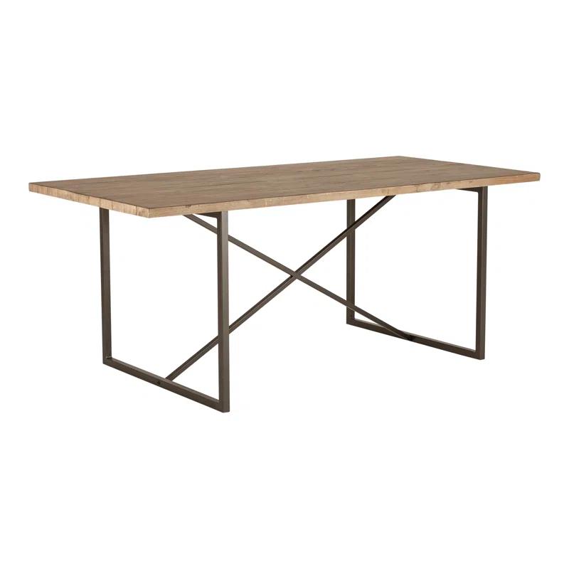 Sierra 75" Reclaimed Pine Wood Dining Table with Metal Base