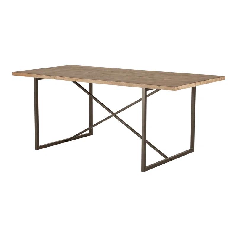 Sierra 75" Reclaimed Pine Wood Dining Table with Metal Base