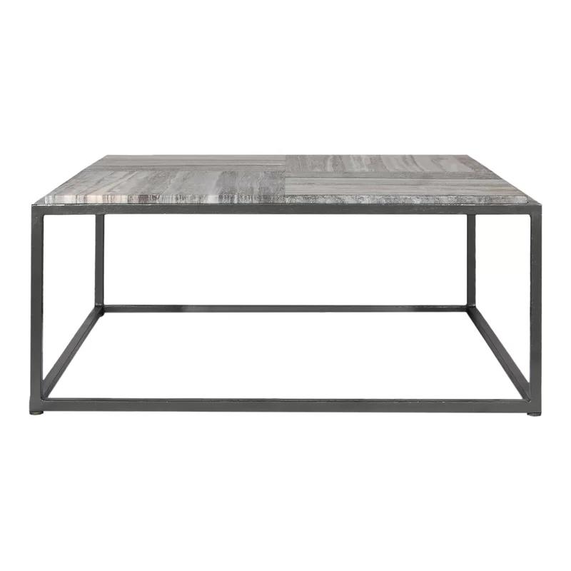 Winslow 35" Square Gray Marble Contemporary Coffee Table