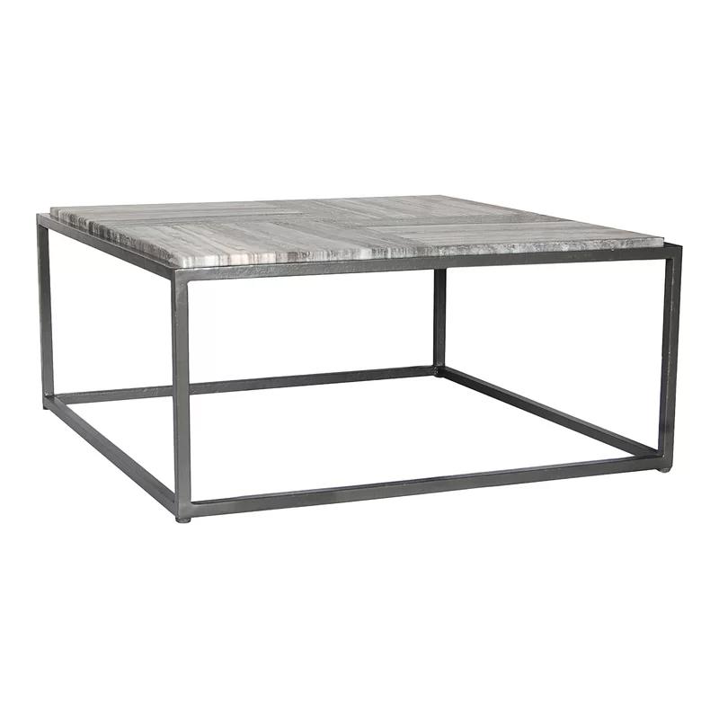 Winslow 35" Square Gray Marble Contemporary Coffee Table