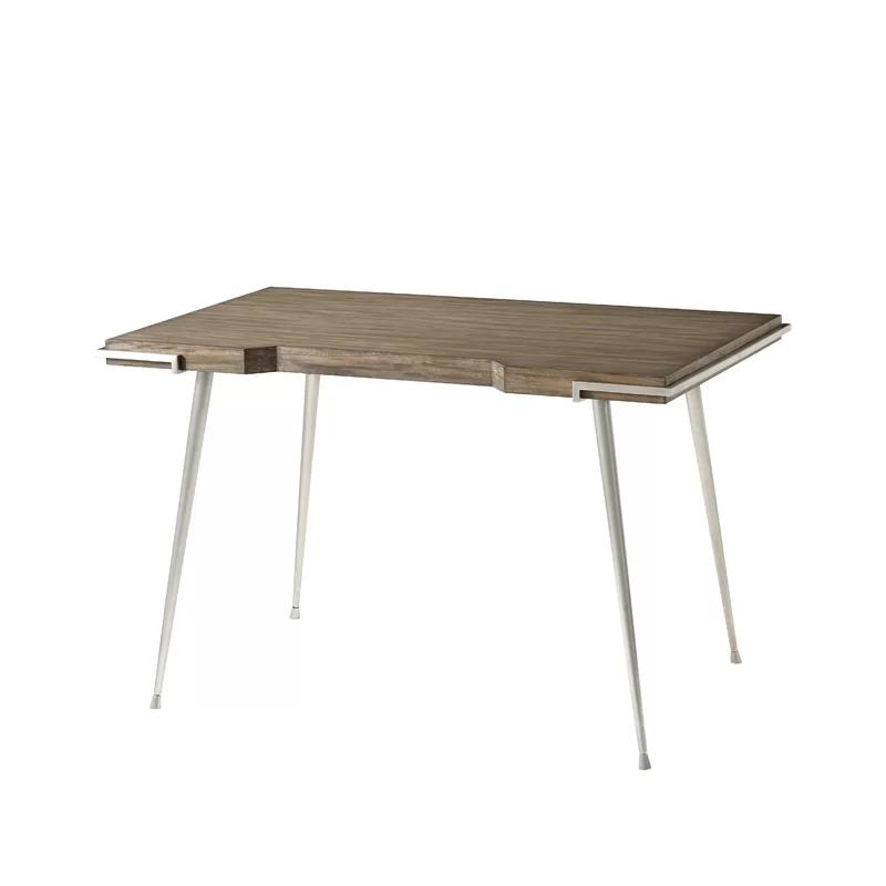 Contemporary Mangrove Wood Home Office Desk with Brushed Nickel Accents