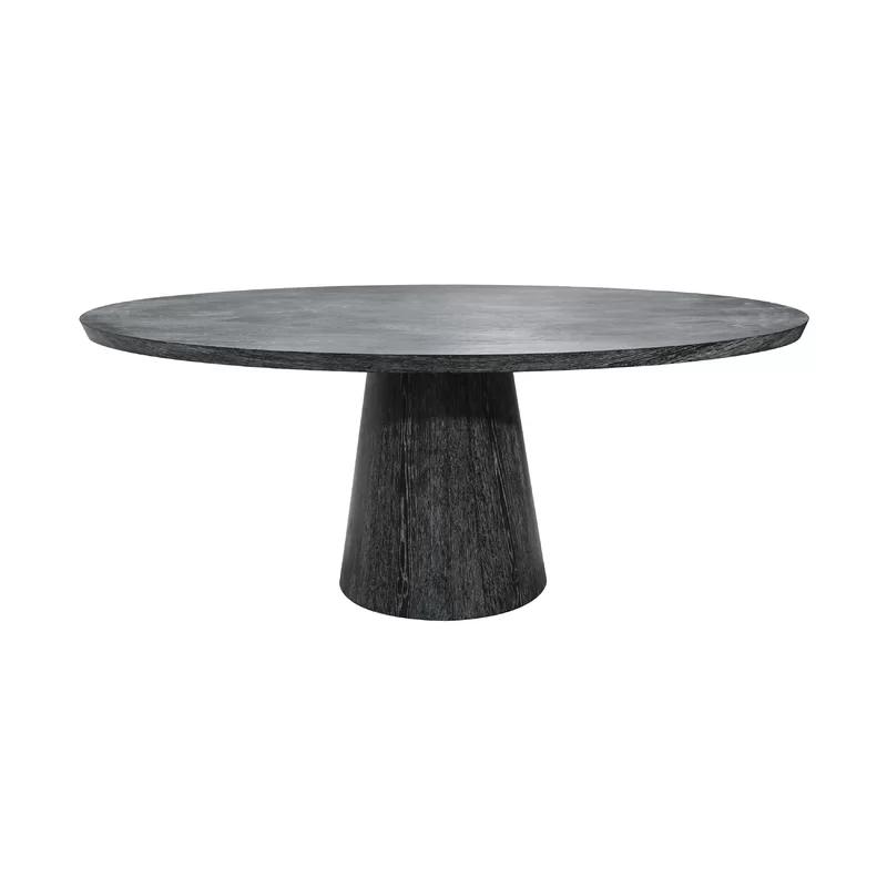 Jefferson Black Cerused Oak Round Dining Table for Eight