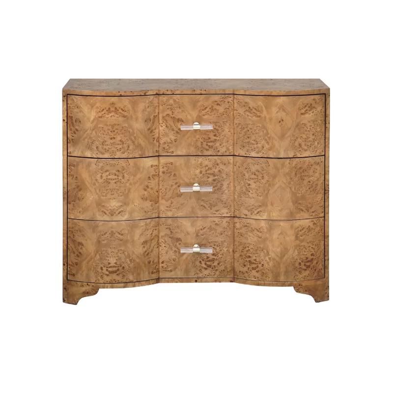 Plymouth 42" Dark Burl Wood Accent Chest with Soft Close Drawers