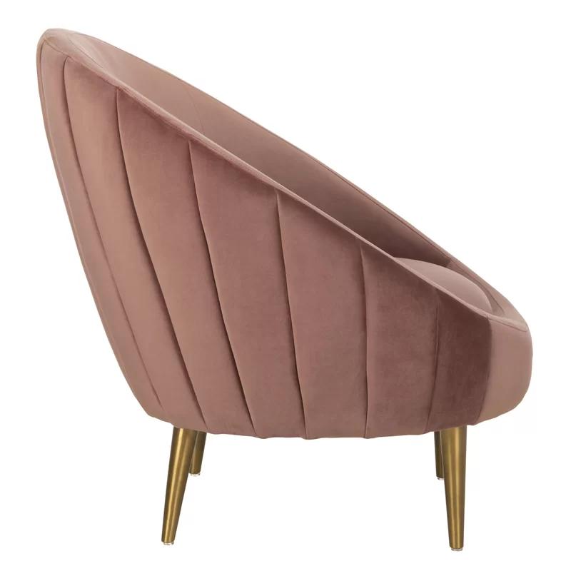 Dusty Rose Velvet Barrel Armchair with Gold Legs