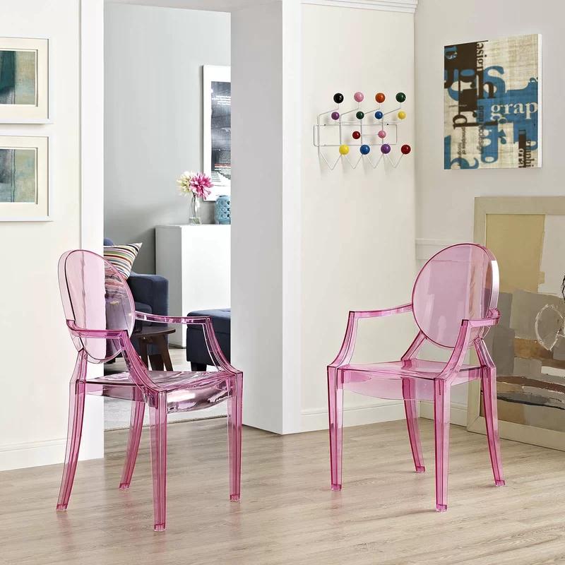 Ethereal Casper 21" Pink Polycarbonate Arm Chair