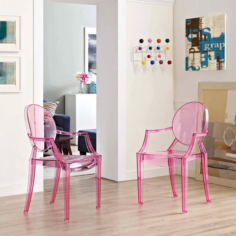 Ethereal Casper 21" Pink Polycarbonate Arm Chair