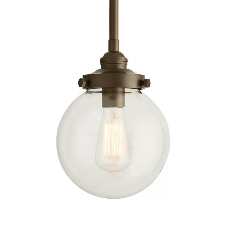 Classic Globe Aged Brass Outdoor Pendant with Clear Glass Shade