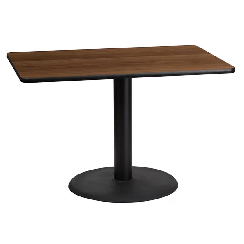 Contemporary Walnut Laminate 43'' Bar Height Table with Round Base