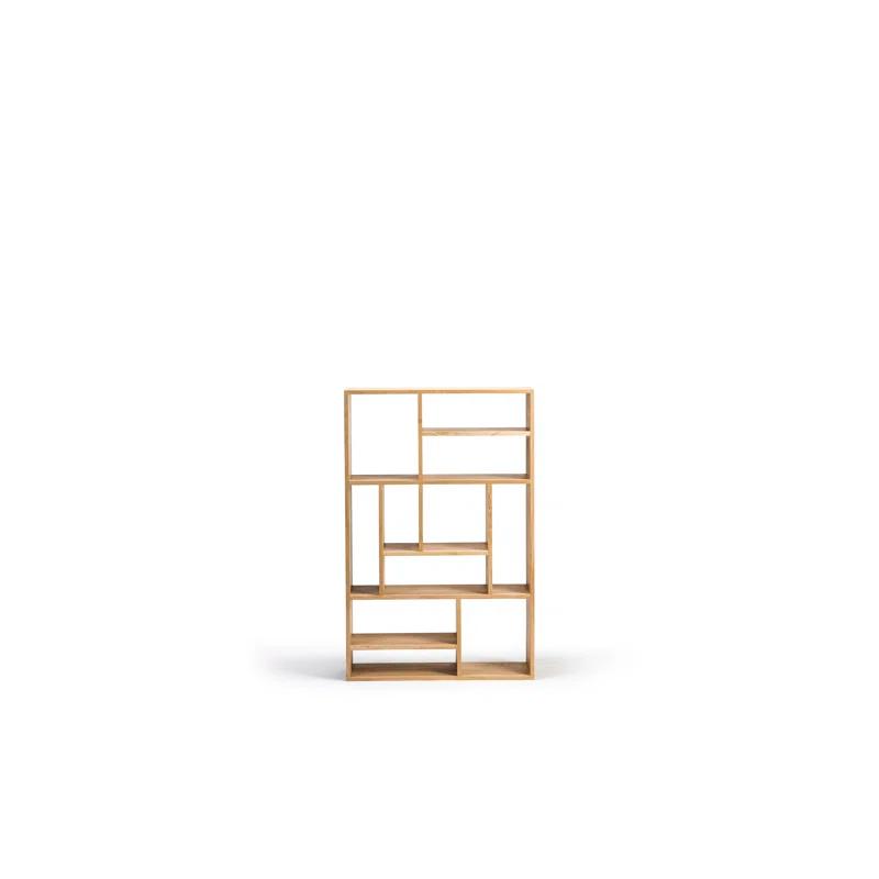 Natural Oak Geometric Bookcase with Multiple Shelves