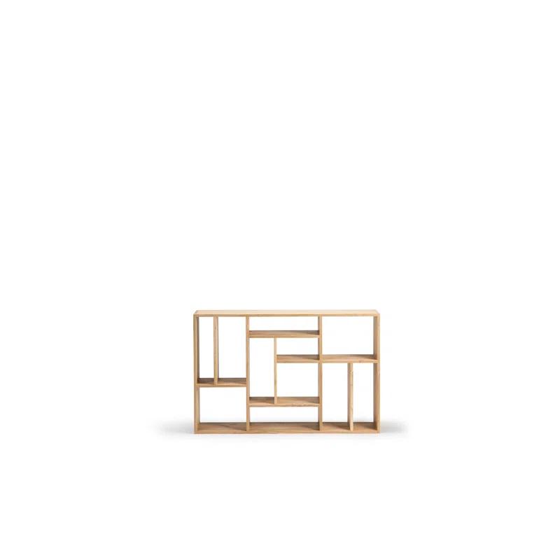 Natural Oak Geometric Bookcase with Multiple Shelves