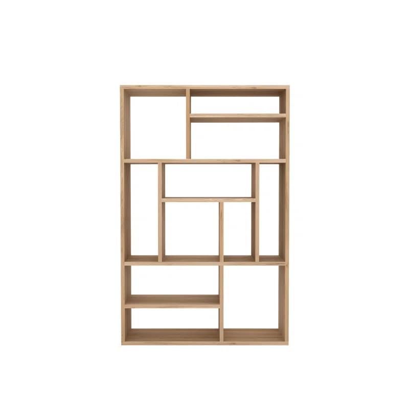 Natural Oak Geometric Bookcase with Multiple Shelves