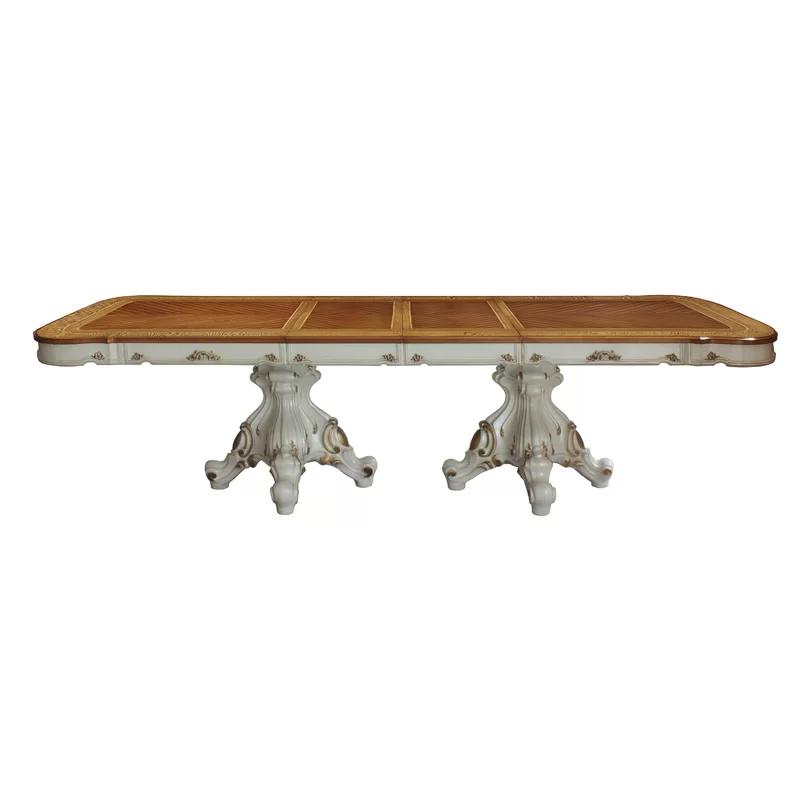 Antique Pearl & Cherry Oak Extendable Rectangular Dining Table