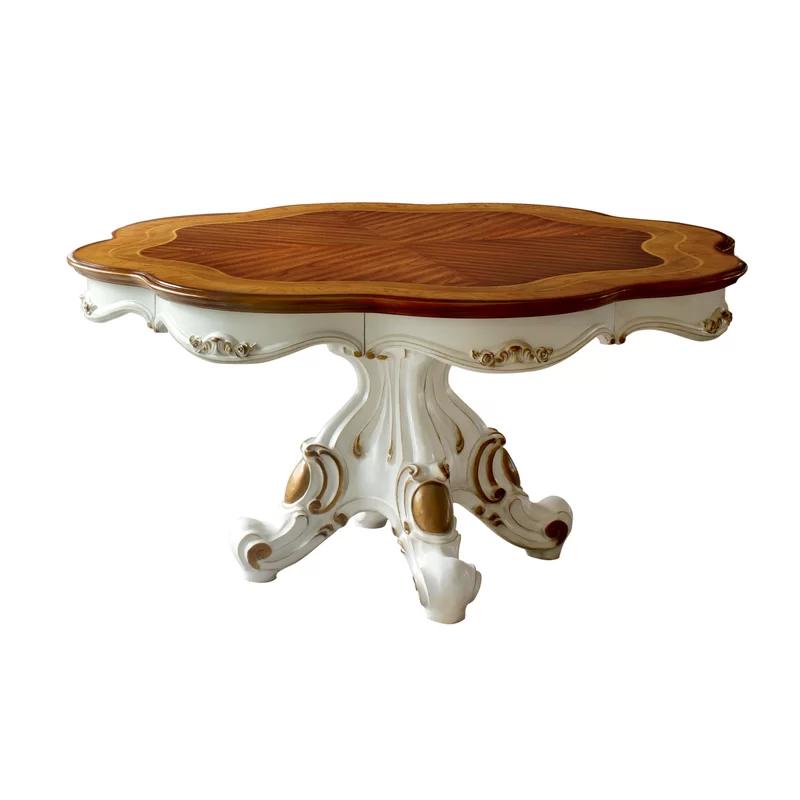 Elegant Pearl and Cherry Oak 62" Round Wooden Dining Table