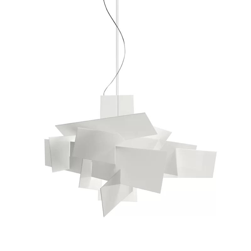 White Aluminum and Steel Geometric LED Chandelier