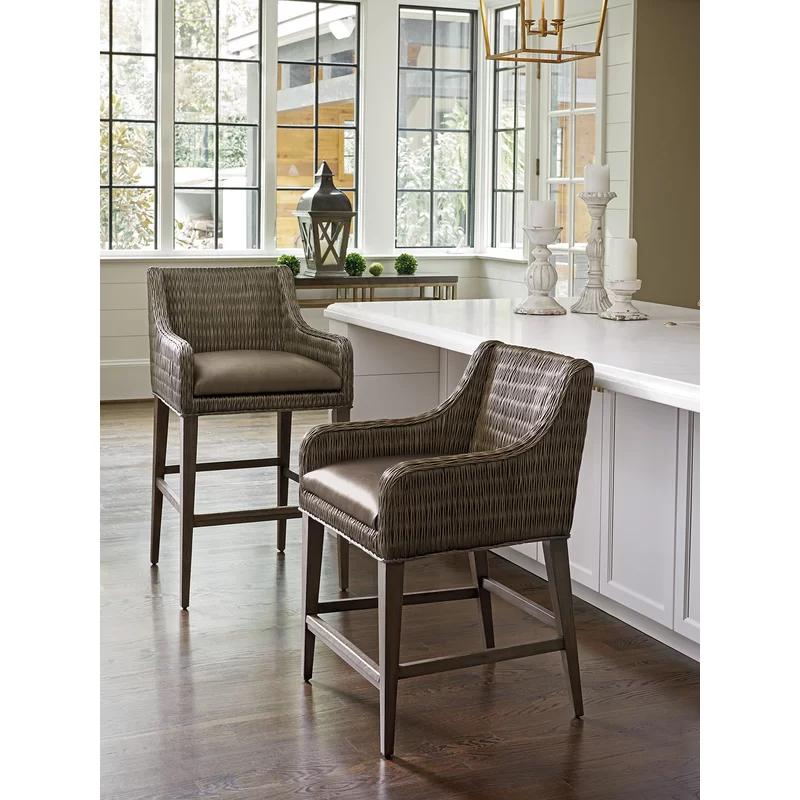 Cypress Point Turner Smoke Gray Metal and Leather Counter Stool