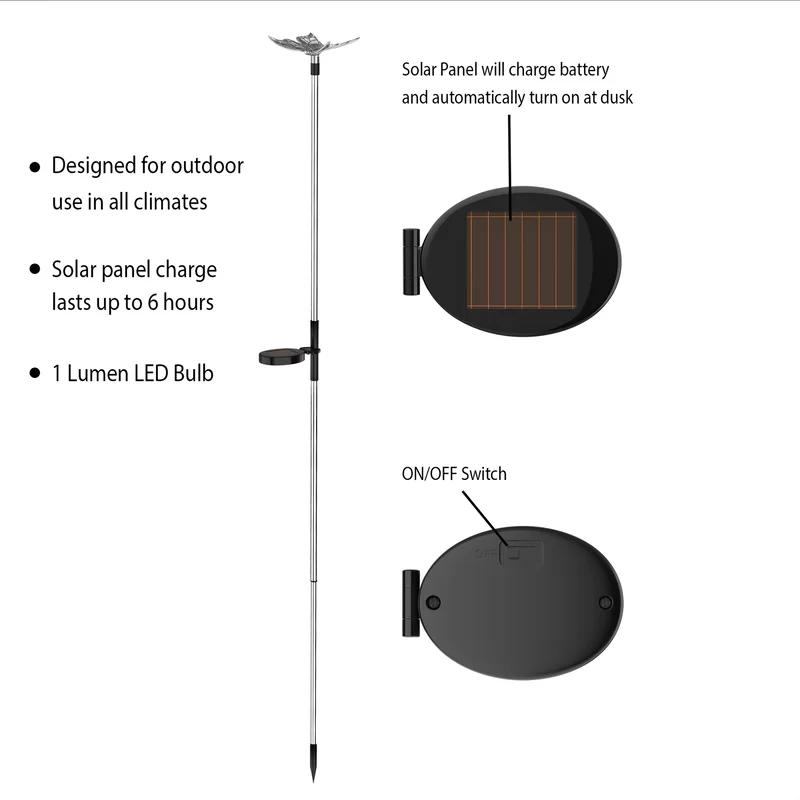 Solar Powered LED Butterfly Hummingbird Dragonfly Garden Stakes