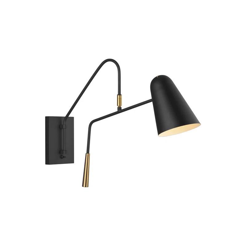 Ellen DeGeneres Midnight Black Steel Dimmable Swing Arm Wall Sconce