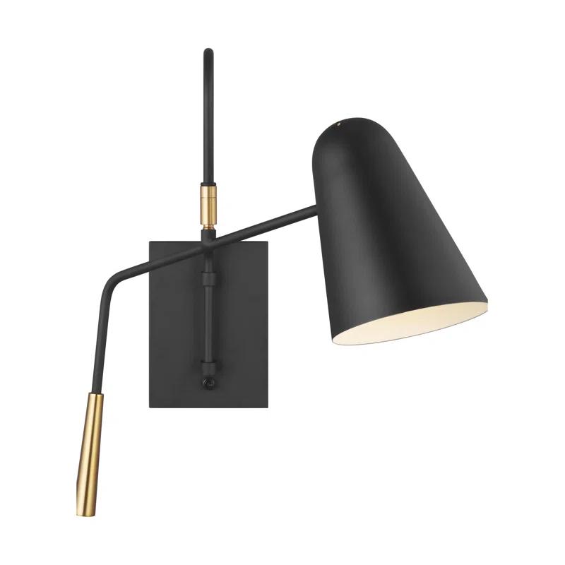 Ellen DeGeneres Midnight Black Steel Dimmable Swing Arm Wall Sconce